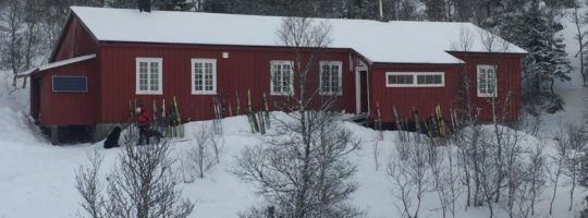Bilde av hytter i vinterlandskap